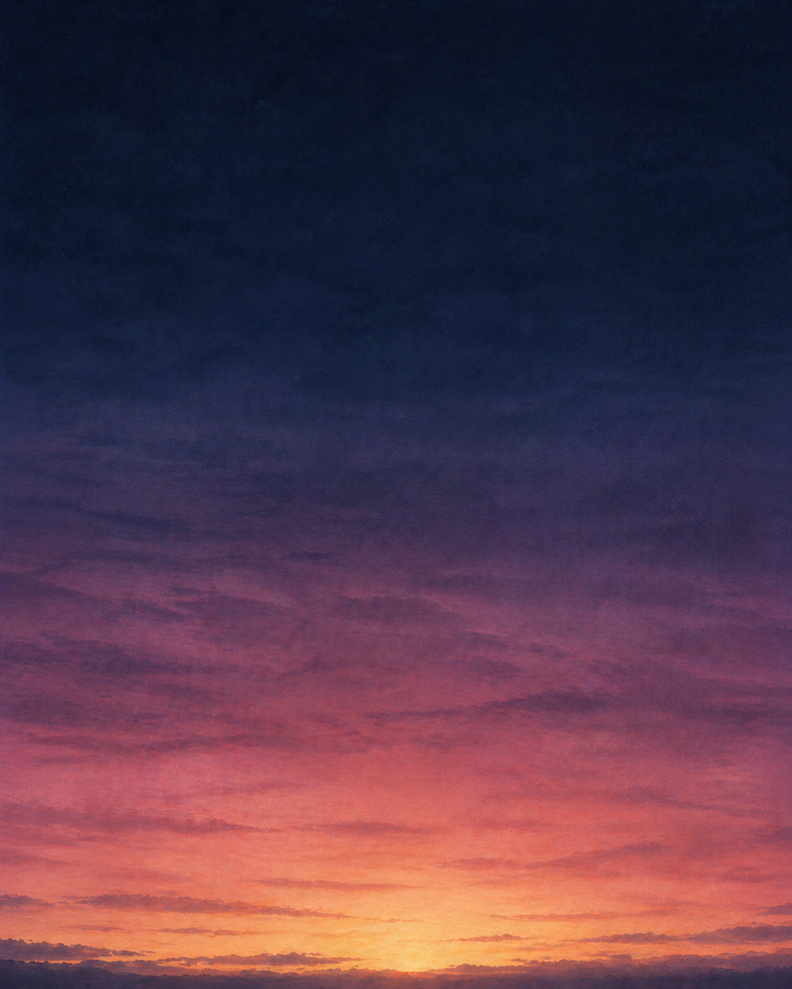 A view through a bedroom window over four hours of pre-dawn time passing, the sky shifting in horizontal bands